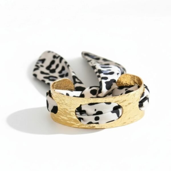 Scarf Cuff Bracelet - White Leopard